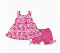 Floral Sleeveless Tunic Polka Dots Shorts Girls Summer Cloth