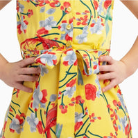 LL Girls Kids Vintage Style Collared Button Down Dresses Bird Yellow