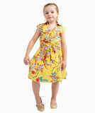 LL Girls Kids Vintage Style Collared Button Down Dresses Bird Yellow