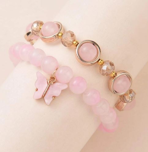 BTL -  2pc Pink Butterfly Bracelet