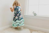 AC Navy Floral 3 Ruffle Spring Dress