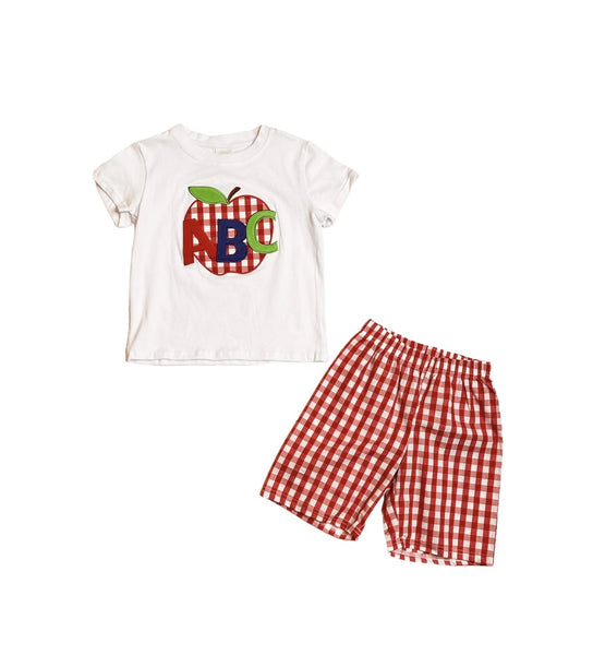 AC ABC Apple Plaid Red 2 Pcs Short Set