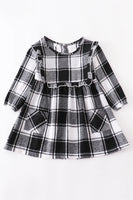 AC Girls Black & White Plaid Ruffle Dress