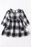 AC Girls Black & White Plaid Ruffle Dress