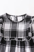 AC Girls Black & White Plaid Ruffle Dress