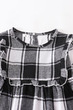 AC Girls Black & White Plaid Ruffle Dress
