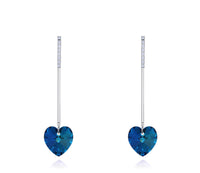 SUN White Gold Plated Blue Heart Earings