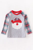 AC Boys Plaid Sleeve Santa Shirt