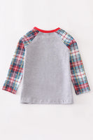 AC Boys Plaid Sleeve Santa Shirt