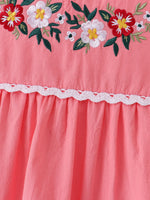 AC Coral Pink Boho Embroidery Floral Girl Dress