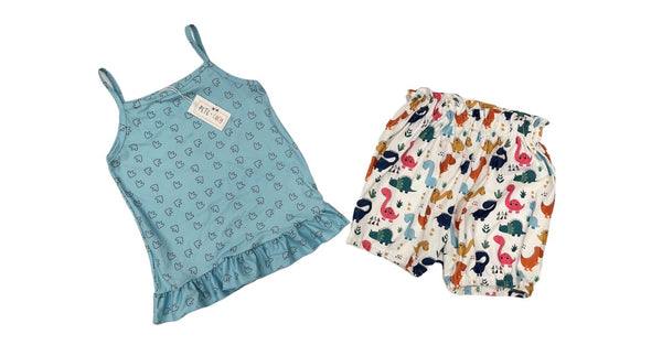 AC Dinosaur Footprint Shorts Set