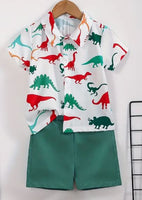 BTL - Boy Casual Summer Set / Green & Red Dinosaur