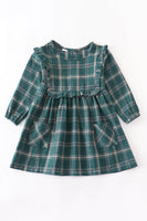 AC Girls Green Plaid Ruffle Dress
