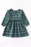 AC Girls Green Plaid Ruffle Dress