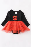AC Girls Halloween Pumpkin Polka dot Romper