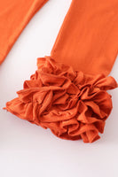 AC Girls Halloween Plaid Pumpkin Ruffle Pants Set