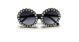 Round Lens Rhinestone Rimmed Black Sunglasses