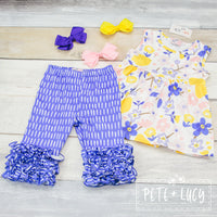 AC Lemon and Purple Flower Capri Set