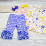 AC Lemon and Purple Flower Capri Set