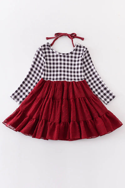 AC Maroon Plaid Layered TuTu Dress