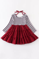 AC Maroon Plaid Layered TuTu Dress