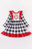 AC MERRY CHRISTMAS RUFFLE PLAID DRESS