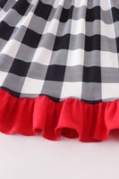 AC MERRY CHRISTMAS RUFFLE PLAID DRESS