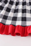 AC MERRY CHRISTMAS RUFFLE PLAID DRESS