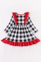 AC MERRY CHRISTMAS RUFFLE PLAID DRESS