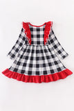 AC MERRY CHRISTMAS RUFFLE PLAID DRESS