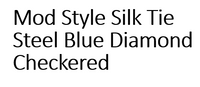 Mod Style Silk Tie Pattern Steel Blue Diamond Checkered