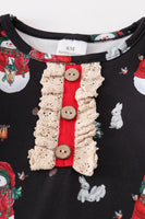 AC Navy Christmas Snowman Ruffle Baby Romper