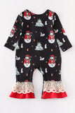 AC Navy Christmas Snowman Ruffle Baby Romper