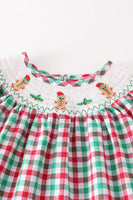 AC Girls Plaid Gingerbread Applique Smocked 2 Pcs Pant Set
