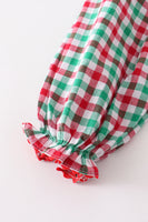 AC Girls Plaid Gingerbread Applique Smocked 2 Pcs Pant Set