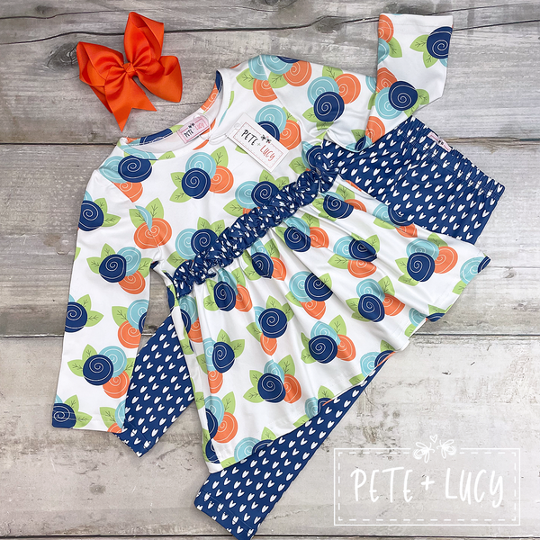 AC White Blue Orange Circle Pants Set