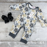 AC Yellow and Black Flower Romper