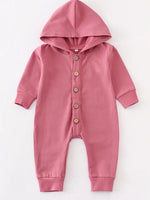 AC Pink Button Down Baby Hoodie Romper