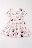 AC Pink Cat Print Girl Twirl Dress