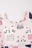 AC Pink Cat Print Girl Twirl Dress