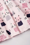 AC Pink Cat Print Girl Twirl Dress