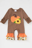AC Girls Pumpkin Applique Ruffle Baby Romper