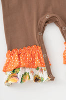 AC Girls Pumpkin Applique Ruffle Baby Romper
