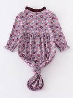 AC Purple Floral Print Girls Baby Gown