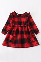 AC Red Black Plaid Ruffle Dress