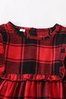 AC Red Black Plaid Ruffle Dress