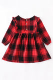 AC Red Black Plaid Ruffle Dress