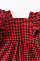 AC Girls Red & Black Check Ruffle Dress
