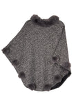 Saachi Posey Fur Pompom Poncho - grey