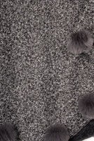 Saachi Posey Fur Pompom Poncho - grey